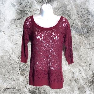 Express burgundy lace top